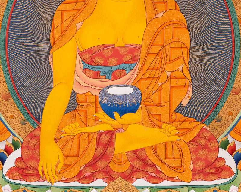 Buddha Shakyamuni with Manjushri and Maitreya Buddha Thangka