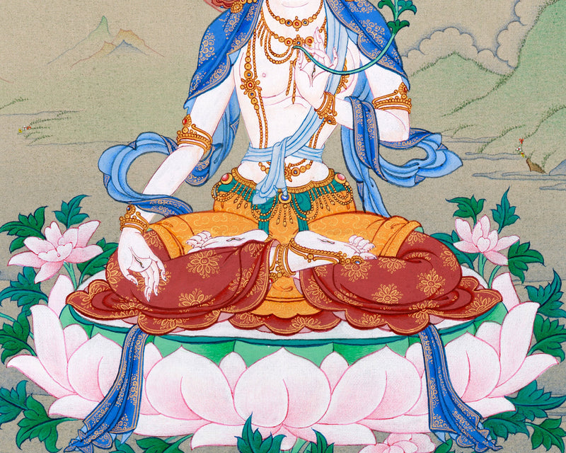 White Tara Thangka – The Compassionate Female Buddha