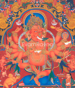 Ganesh Thangka Print | Traditional Tibetan Art