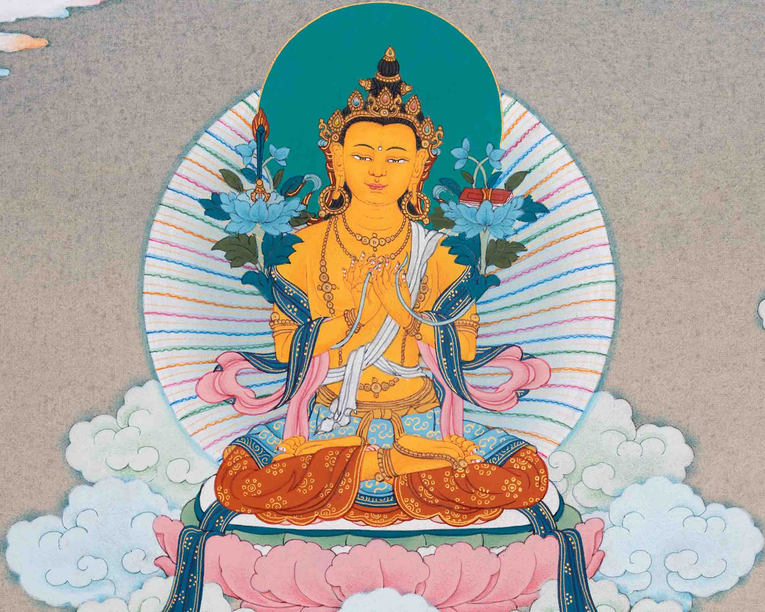 5 Manjushri Thangka as a Symbol of Wisdom | Bodhisattva Art  | Traditional Wall Hanging Decor
