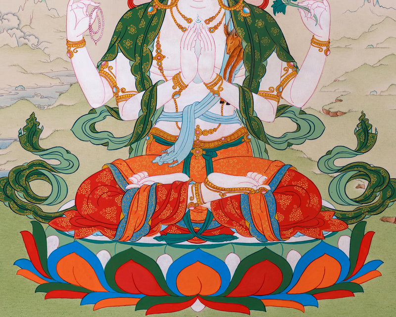 Bodhisattva Chenresig Thangka | Handpainted Buddhist Art