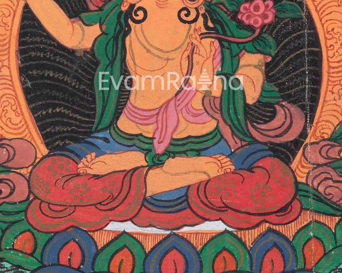 Vintage Manjushri Thangka | Antique Thangka