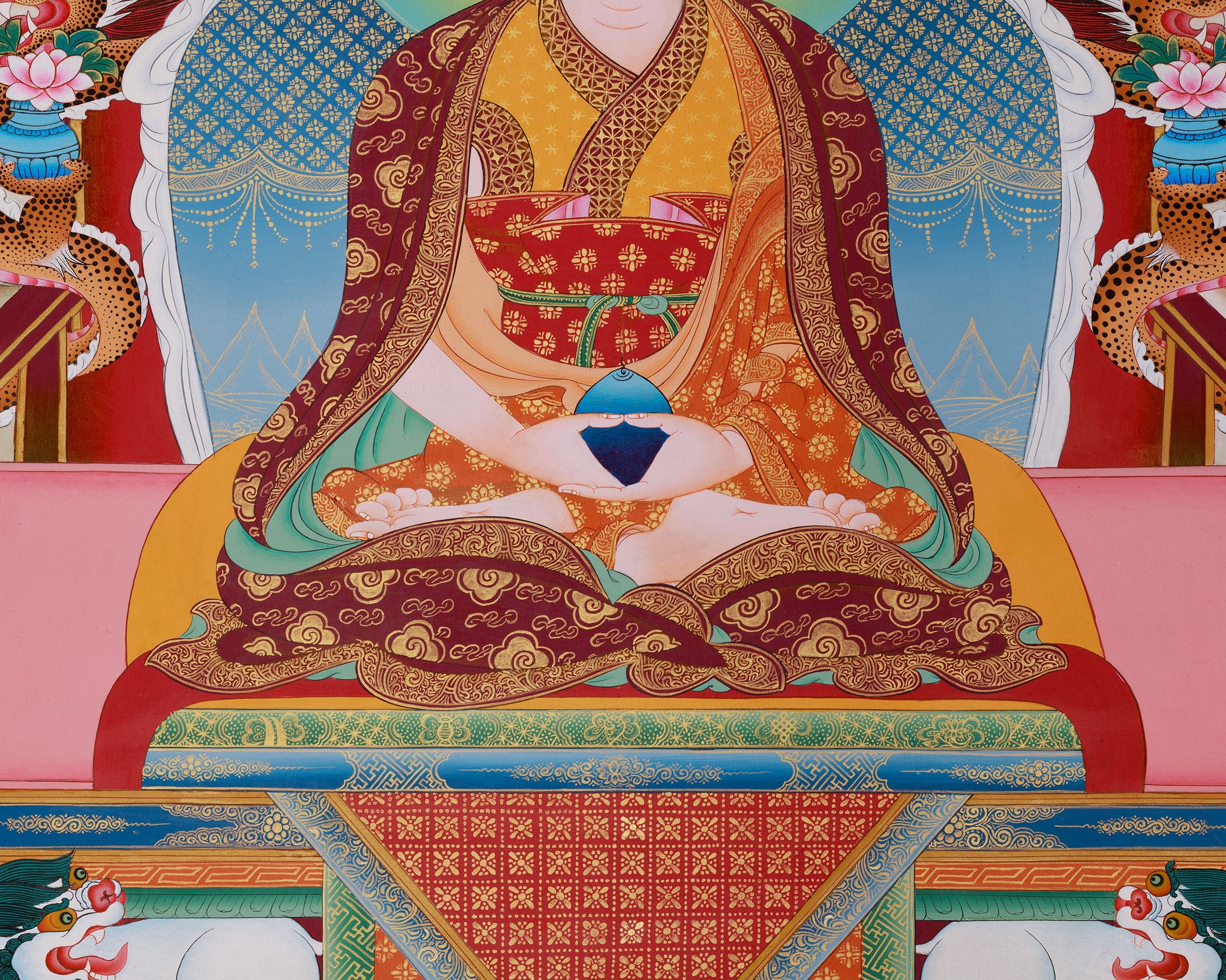 Traditional Thangka of Gompopa | Kagyu Lineage Master Buddhist Art