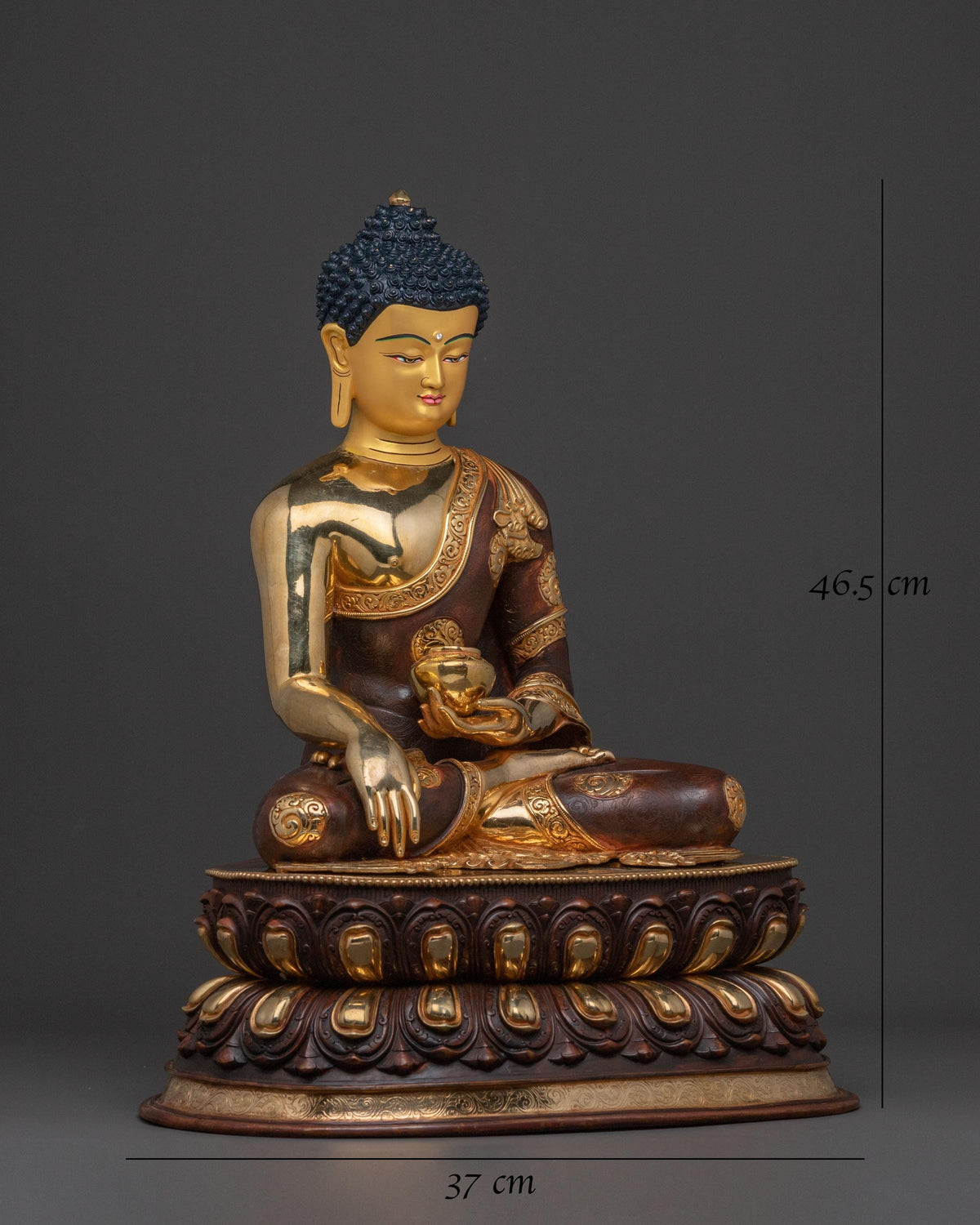 24k Gold Gilded Shakyamuni Buddha Sculpture | Historical Buddha | Tibetan Decor | Meditation Sacred Altar"
