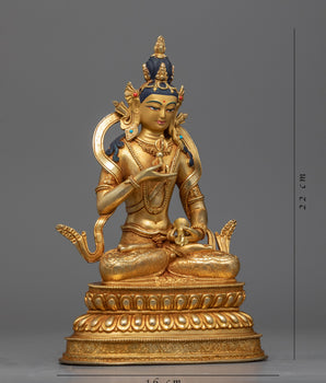 Bodhisattva Vajrasattva Scultpure for Meditation and Ritual | Gold-Plated Dorje Sempa Statue