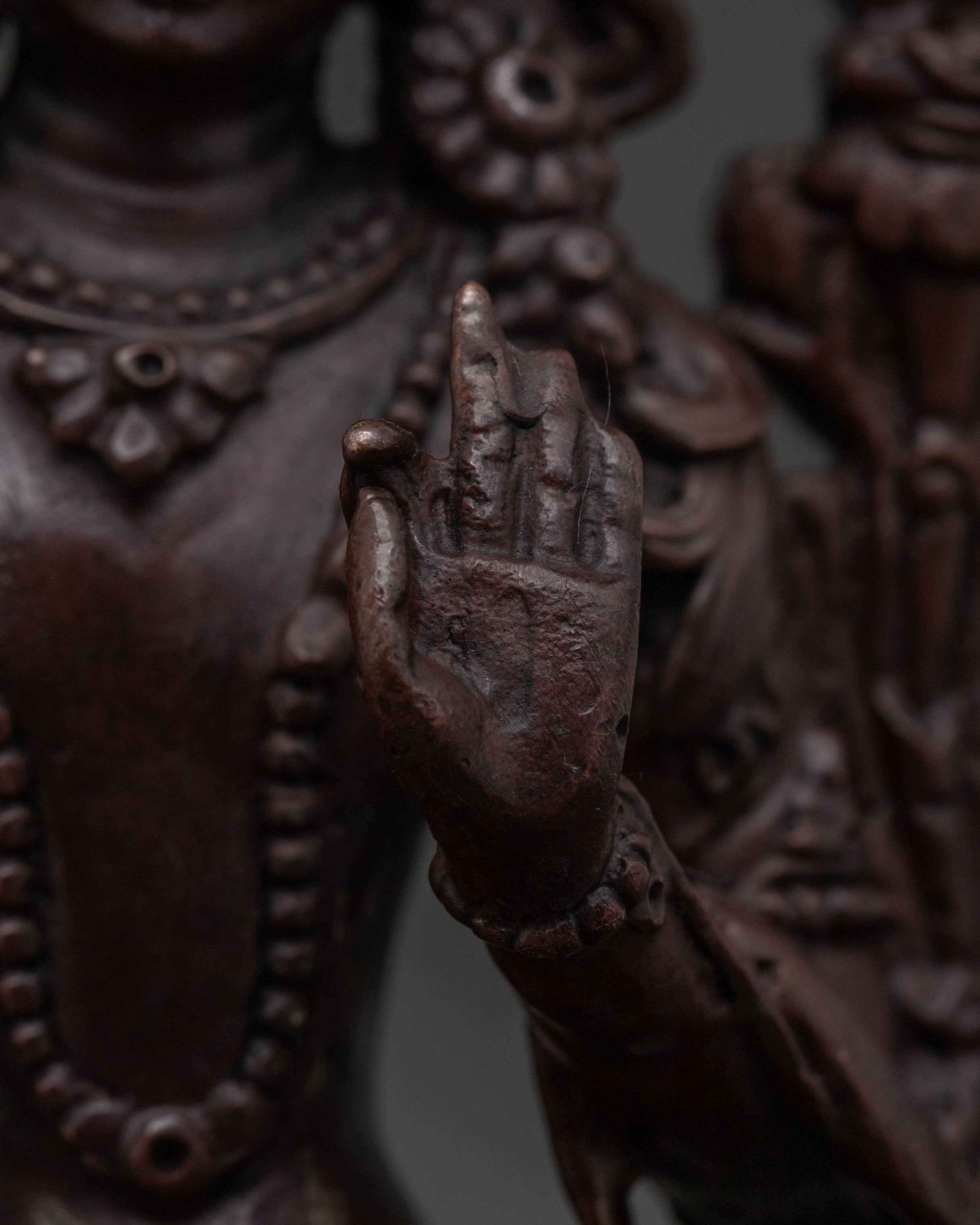 Sacred Manjushri Oxidized Copper Statue | Buddhist Wisdom Art
