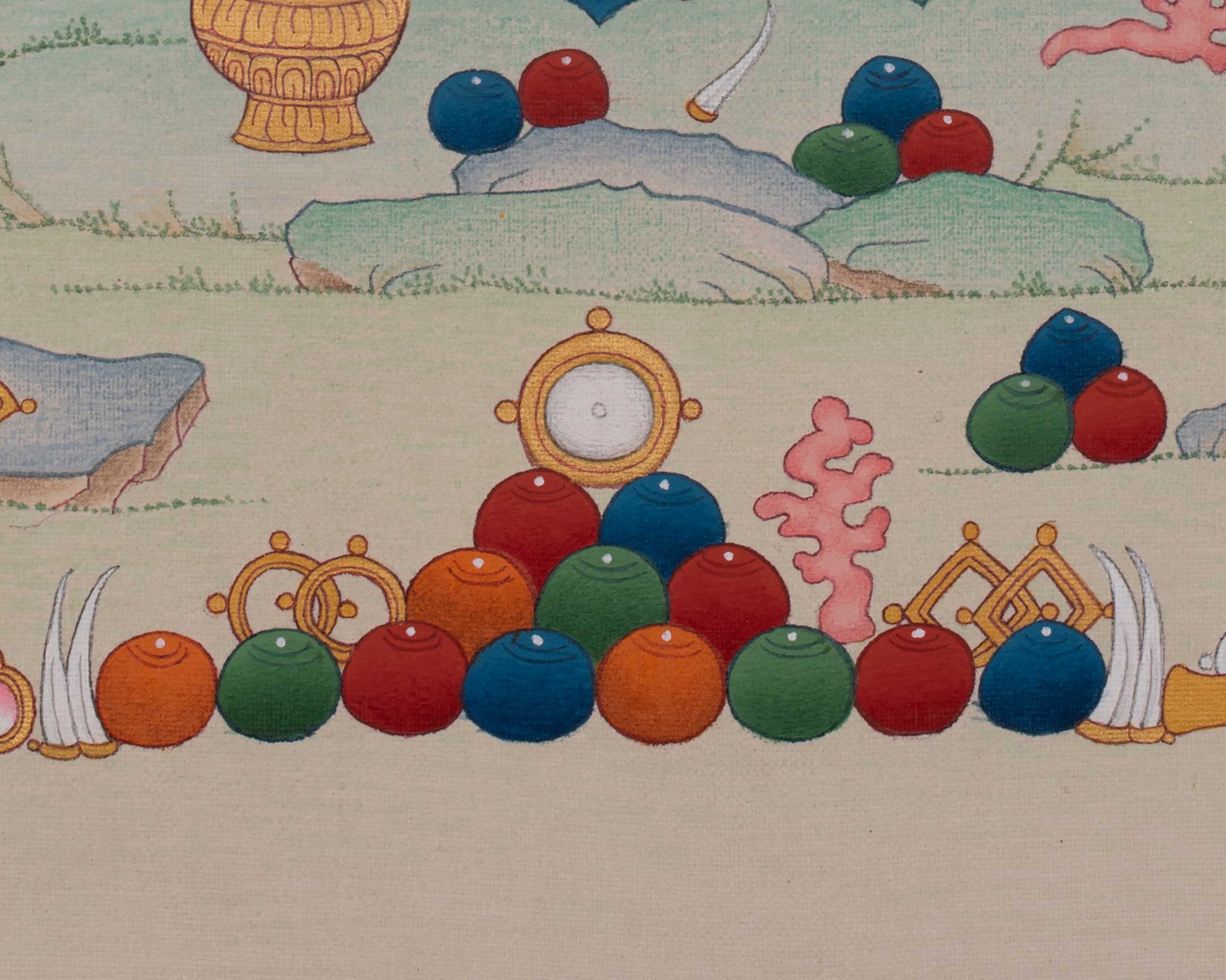 Dzambhala Spiritual Artwork | Tibetan Thangka of Wealth And Prosperity