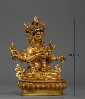 Namgyalma Small Gold Gilded Statue | Buddhist Handcrafted Copper Artwork