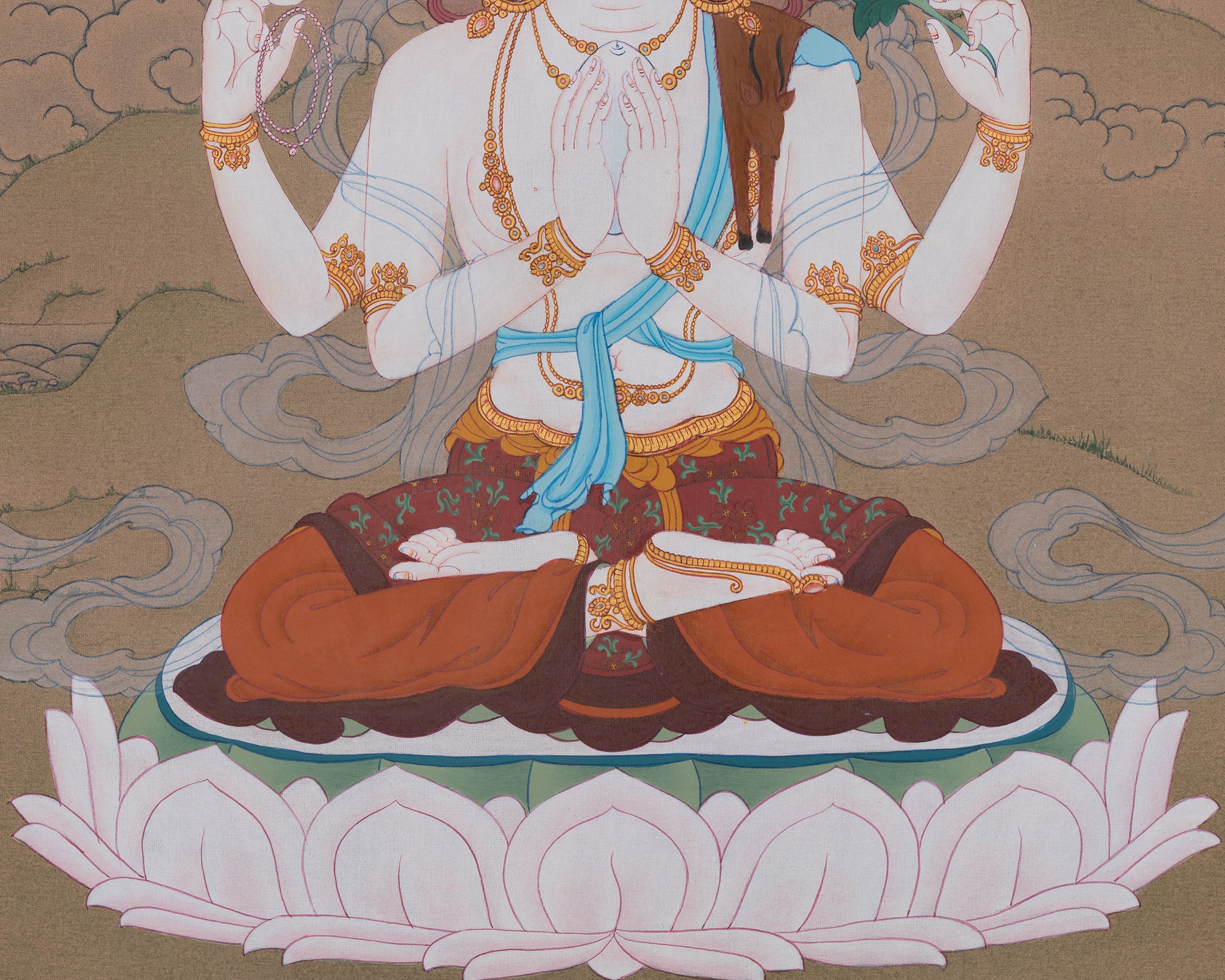 Chenrezig Compassion Deity Thangka | Avalokiteshvara Artwork | Mercy of all buddhas