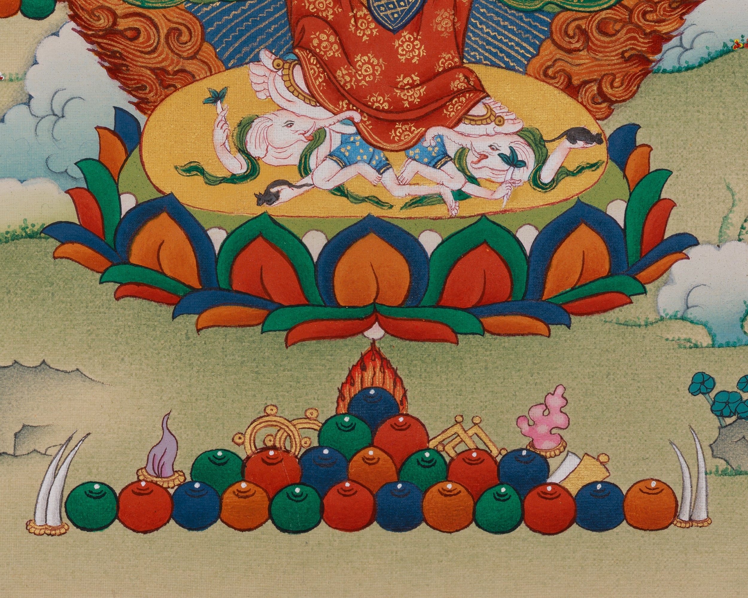 White Mahakala with Vajradharma Thangka | Representing Guardian Deities