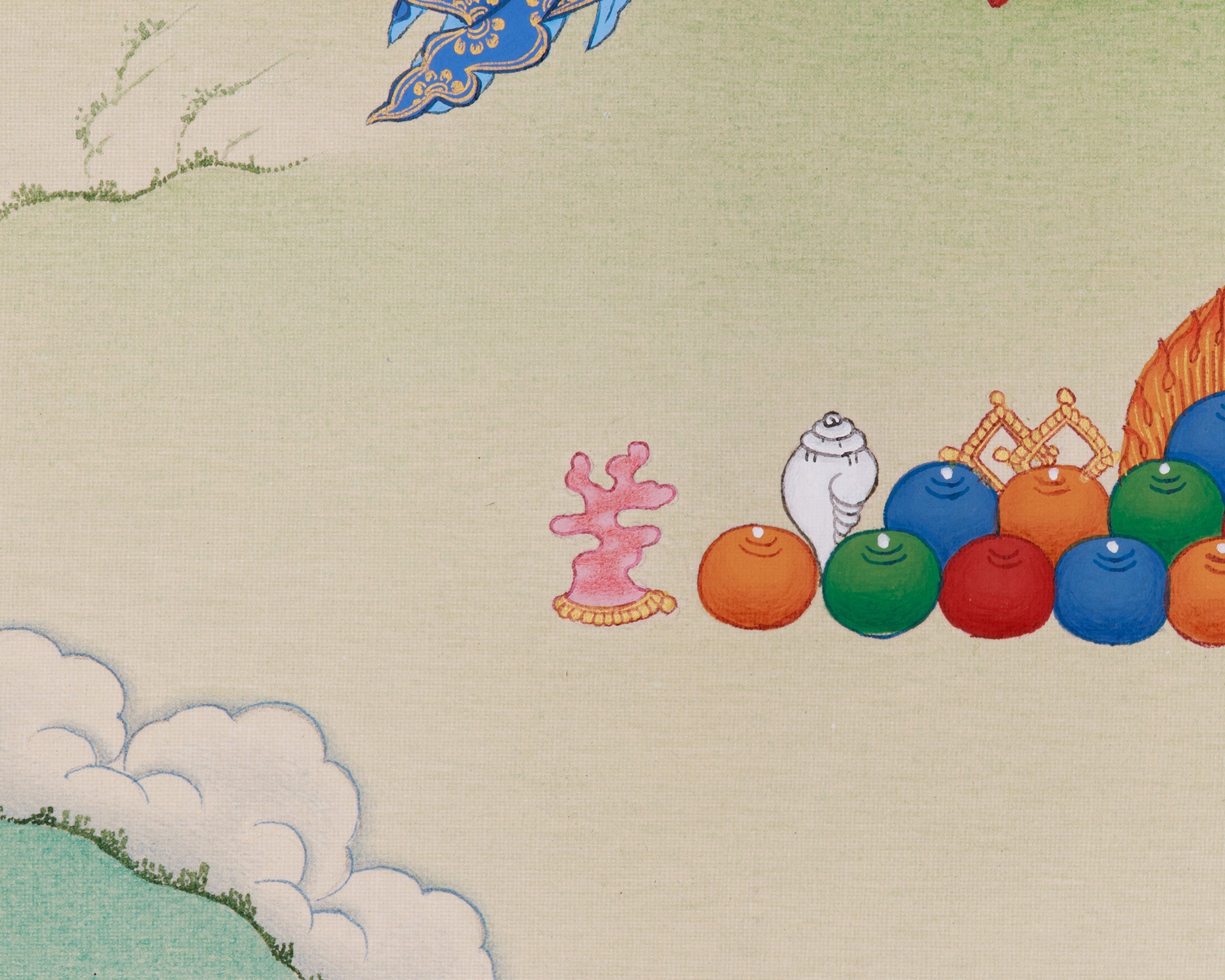 Thangka of Long-Life Deities: White Tara, Amitayus Buddha, and Namgyalma | Symbols of Protection