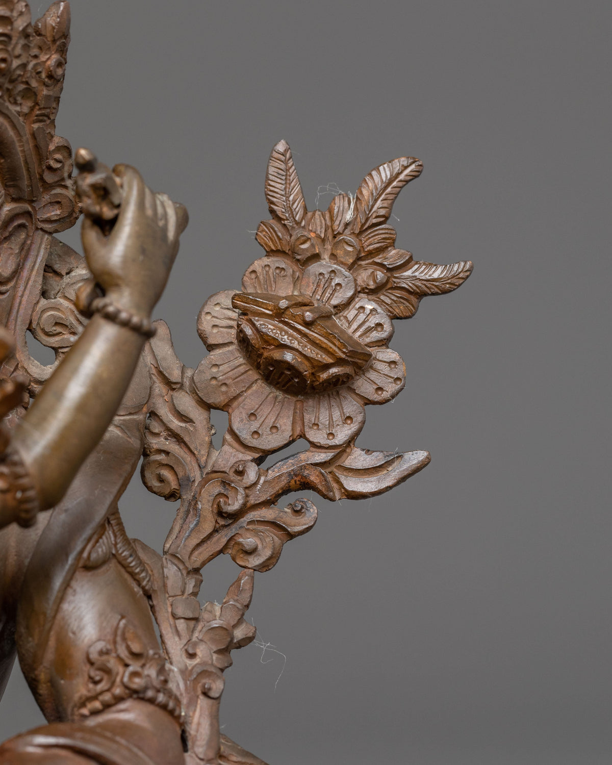 Sacred Statue of Manjushri with Consort | Antique Oxidized Copper
