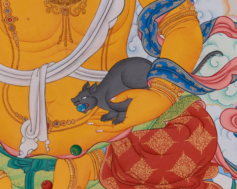 Dzambhala Thangka | Buddhist Deity of Wealth and Prosperity