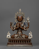 chenrezig-silver-plated-oxidized-34cm