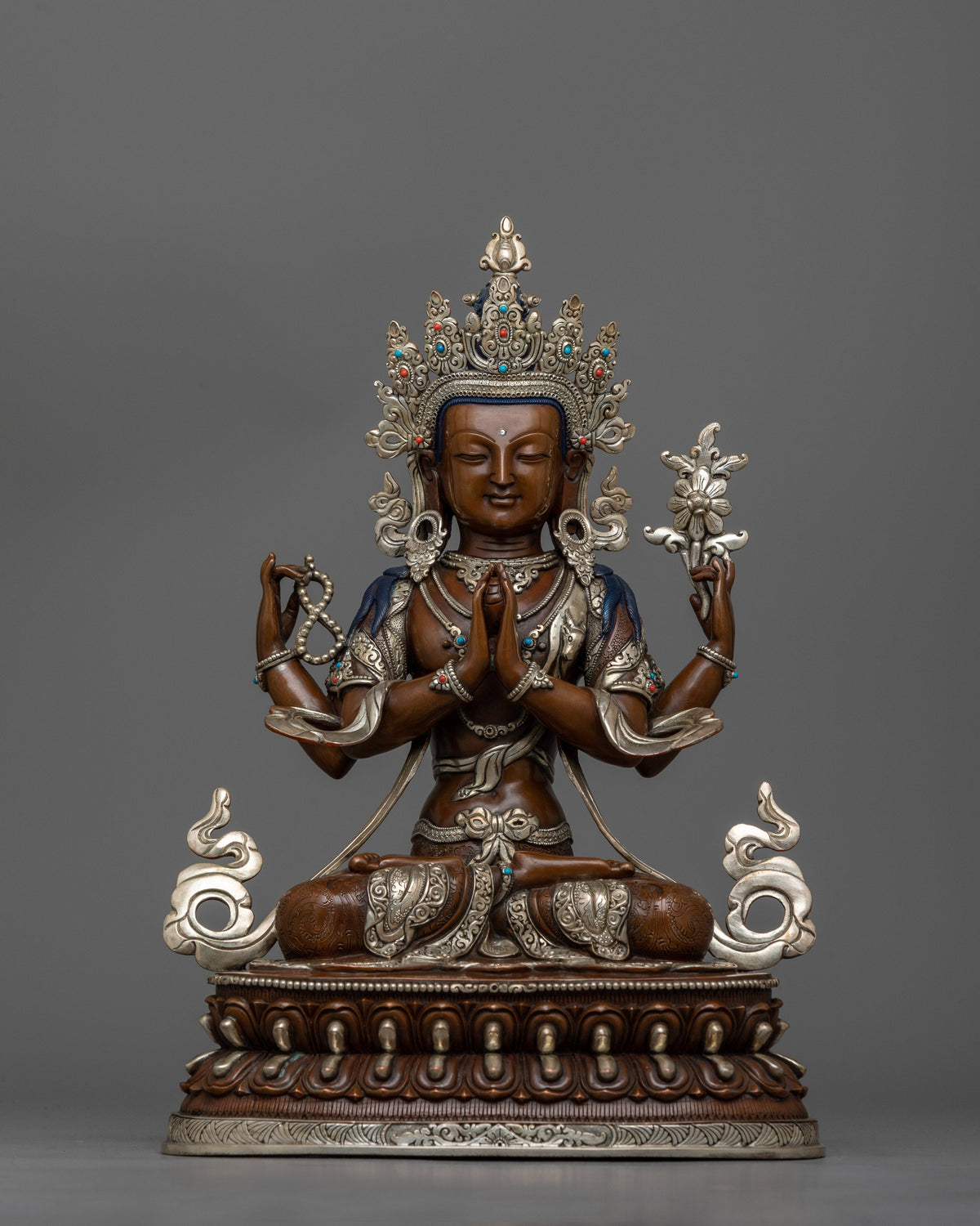 chenrezig-silver-plated-oxidized-34cm