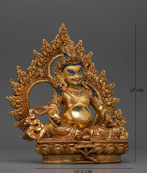 Dzambhala 18cm Gold Gilded Small Statue | Handcrafted Symbol of Wealth
