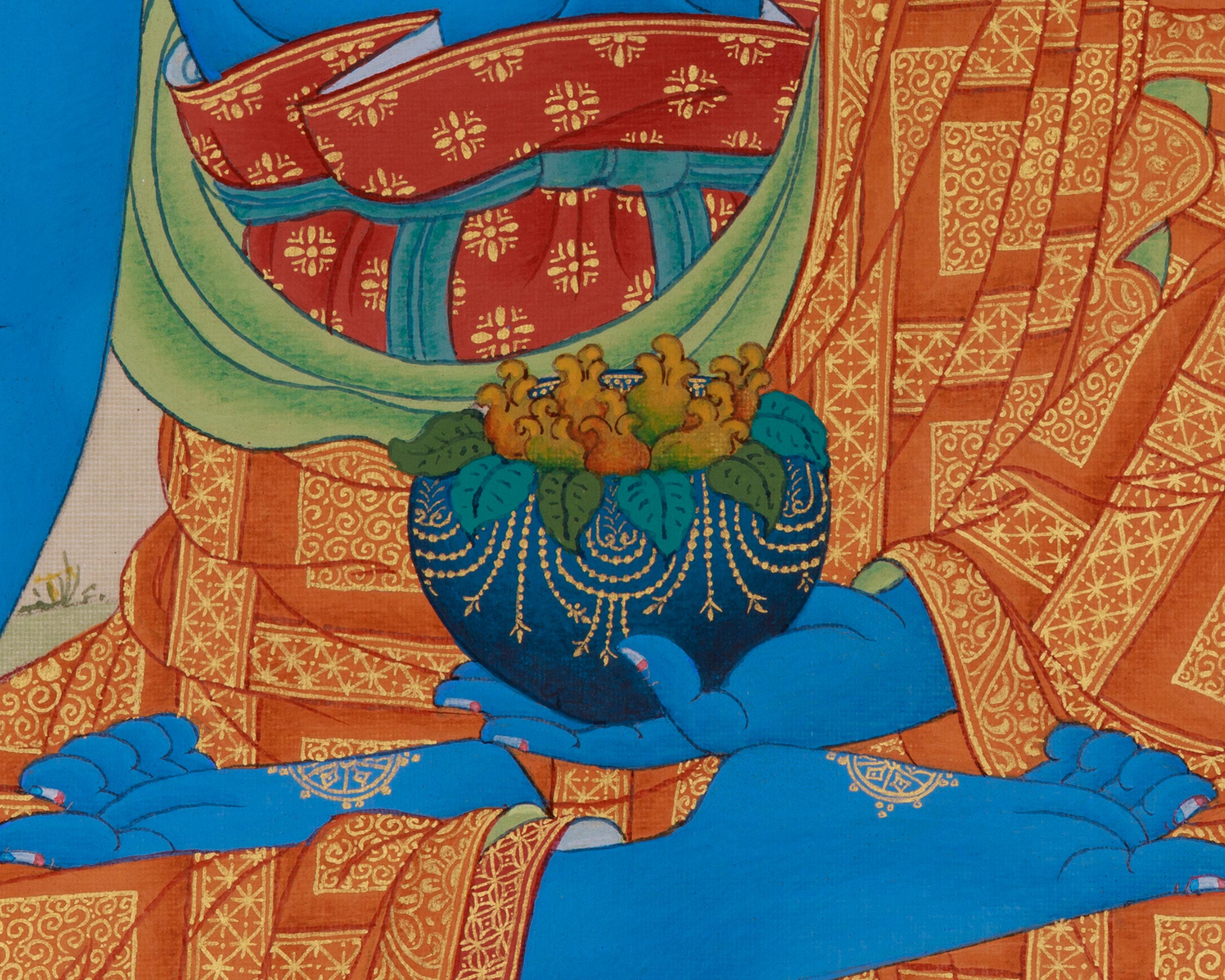 Tibetan Medicine Buddha Art | Bhaisajyaguru Thangka | Healing Deity