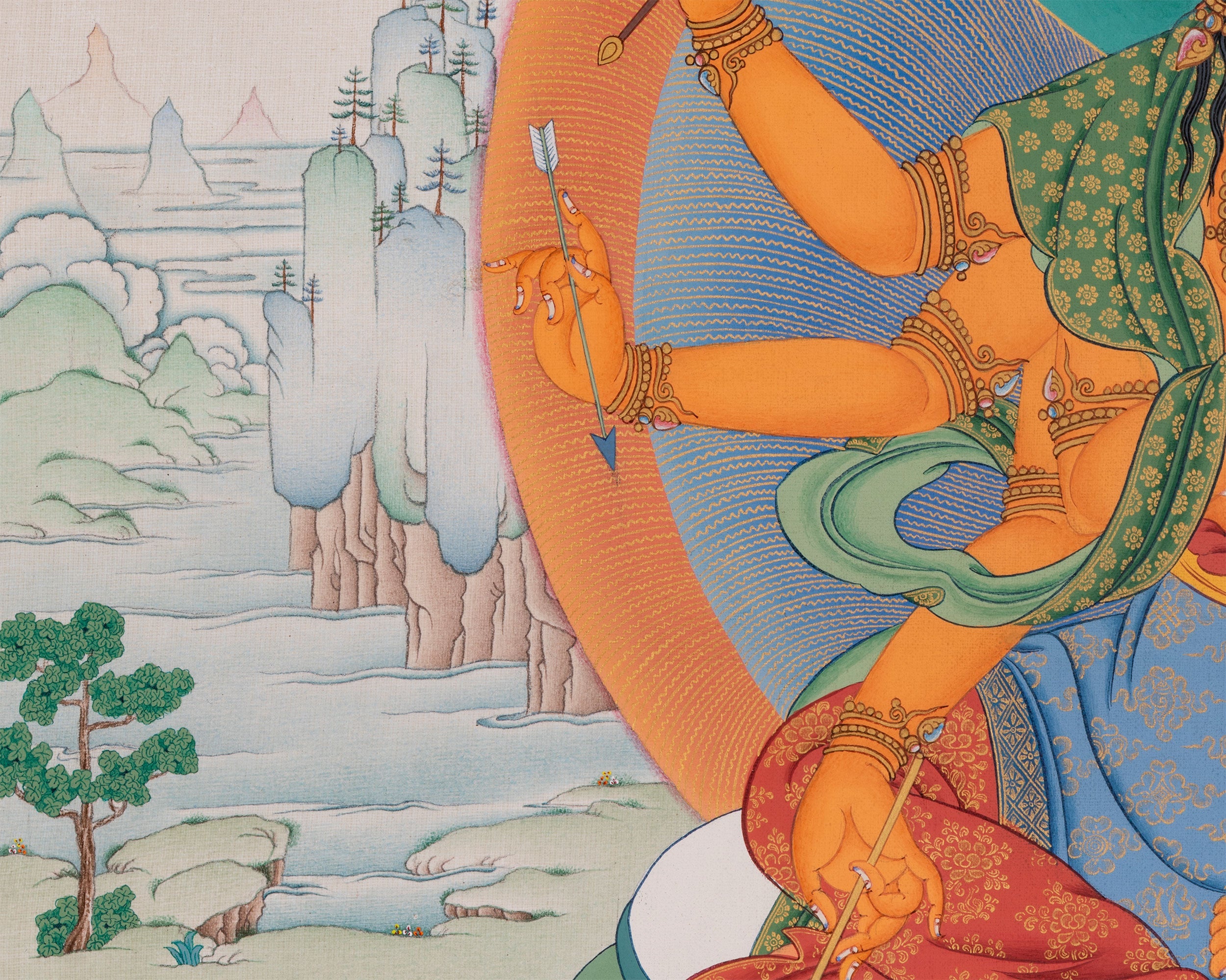 Goddess Marichi Thangka Print | Eight Armed Protector Deity | Canvas print