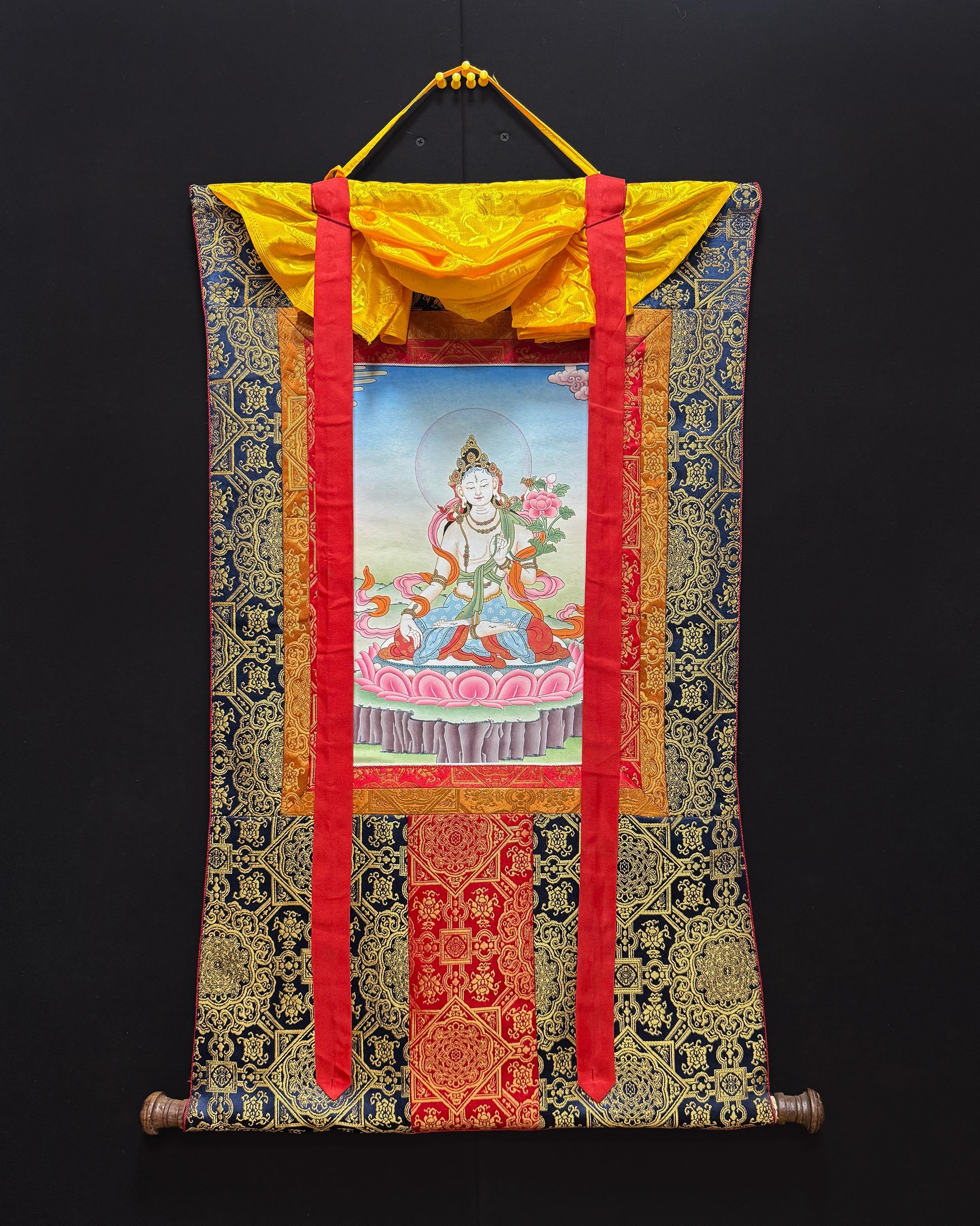 Sita Tara Thangka With Brocade | The Embodiment of Compassion and Longevity