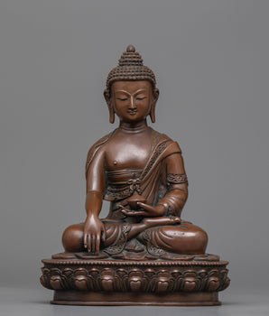 Oxidized copper shakyamuni-buddha-statue