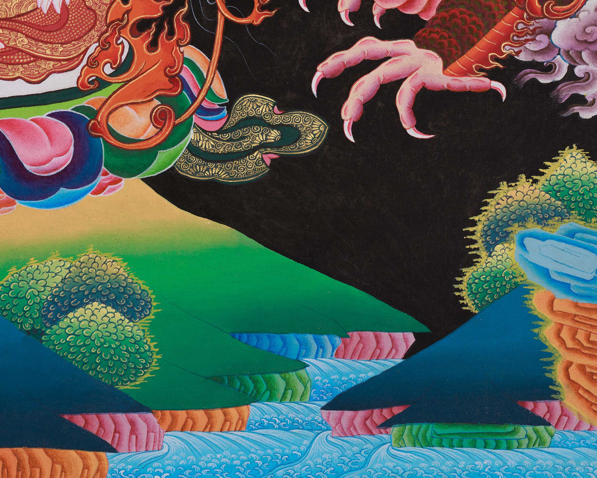 Traditional Two-Armed Chenrezig Thangka | A Sacred Artwork of Compassion and Protection