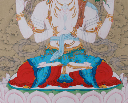 Avalokitesvara | Compassion Bodhisattva Thangka | 24K Gold