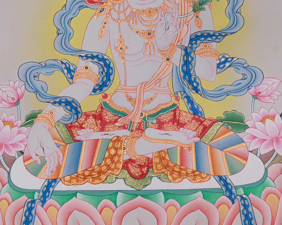 Sacred White Tara Artwork | Healing and Longevity Deity | Female Buddha