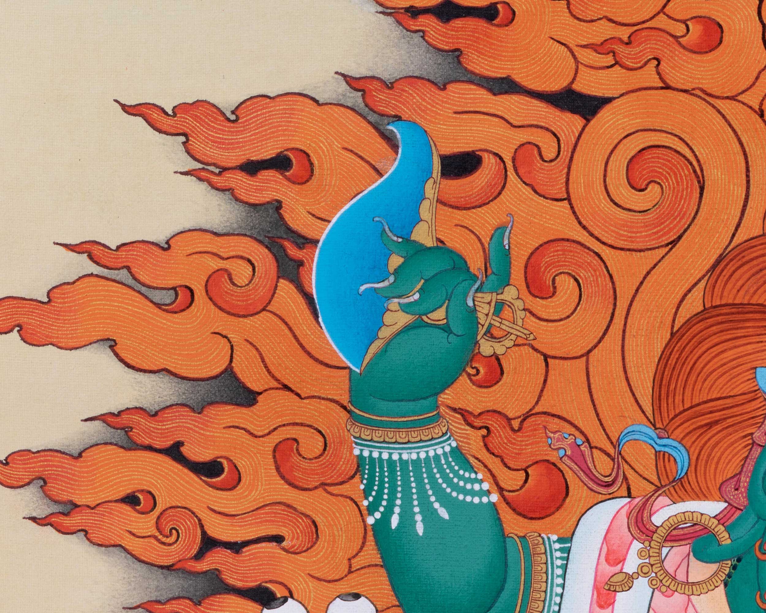 Green Hayagriva Thangka Print | Wisdom of the Horse-Headed Deity | Artwork for Divine Guidance
