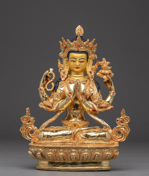 Four Armed Chenrezig Art with Copper Body