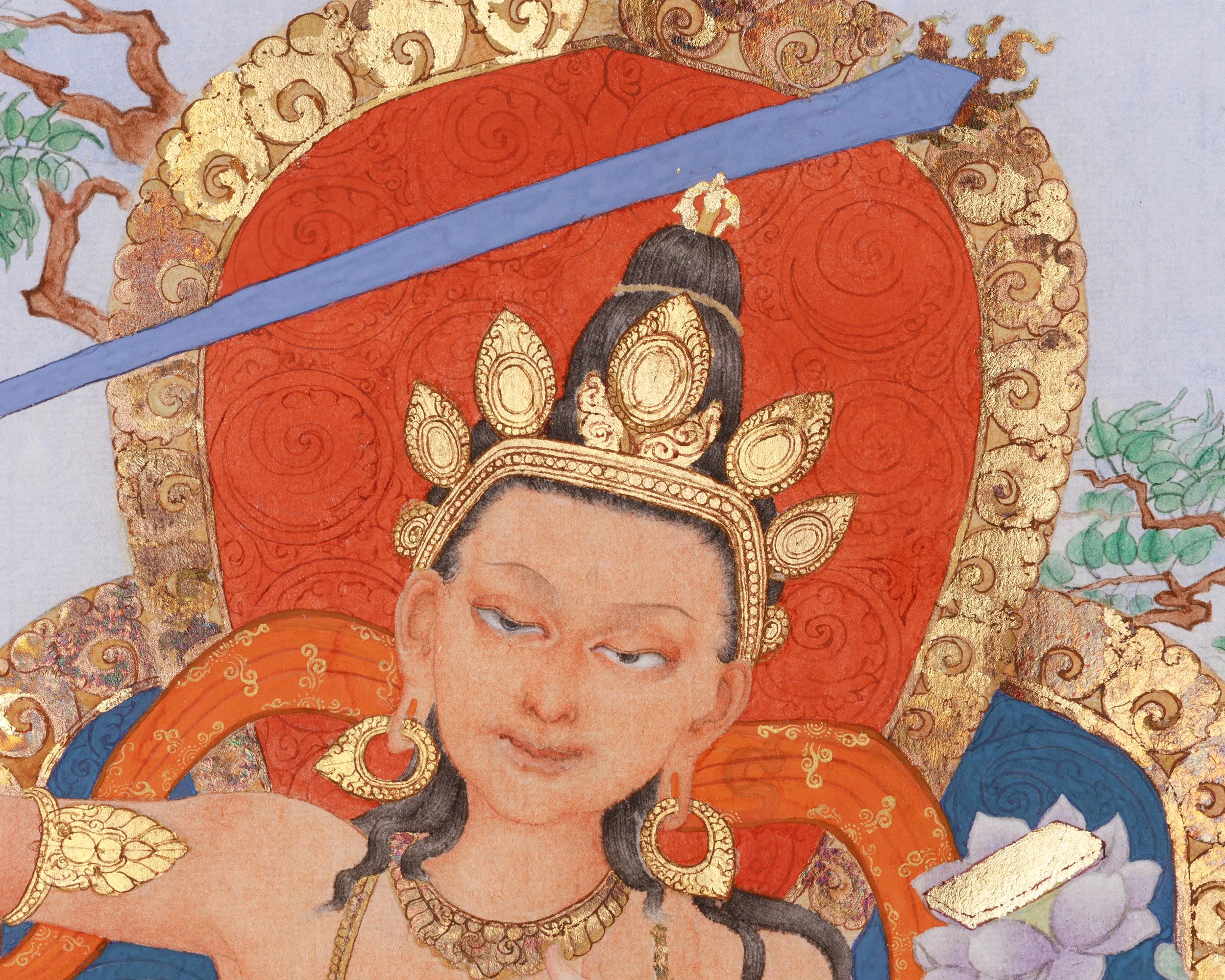 Giclee Canvas Print of Manjushri | Contemporary Fusion of Paubha & Chinese Artistry