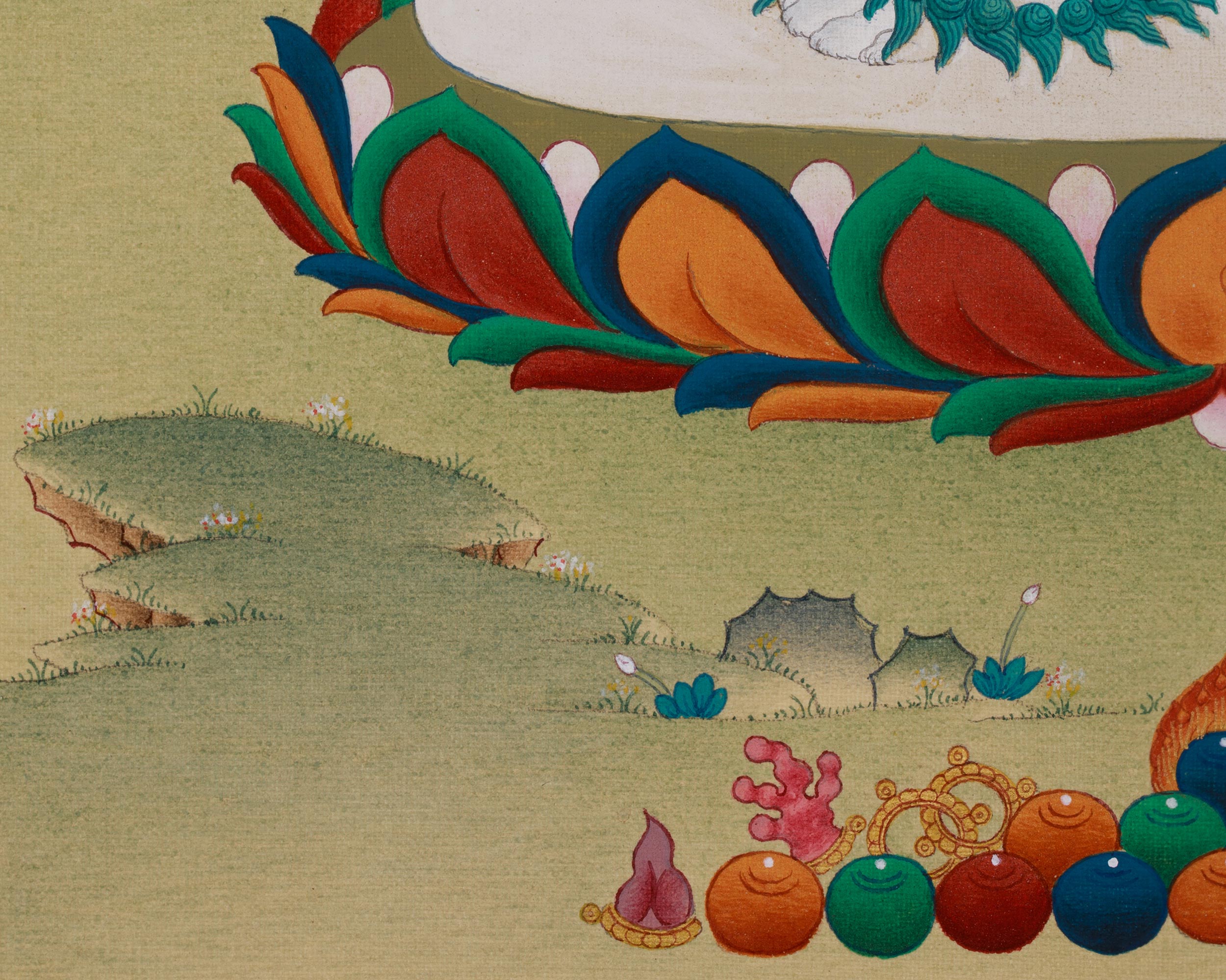 Himalayan Thangka of Namtoshe with Ratnasambhava | Sacred Wealth and Wisdom Art
