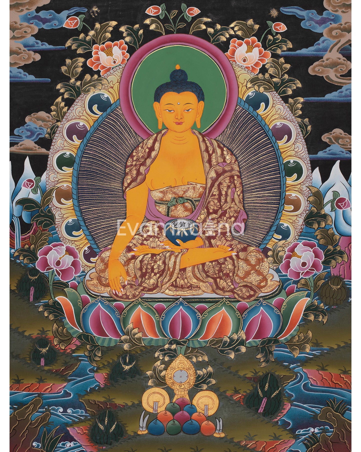 Beautifully Hand-Painted Shakyamuni Buddha | Tibetan Buddhism Art