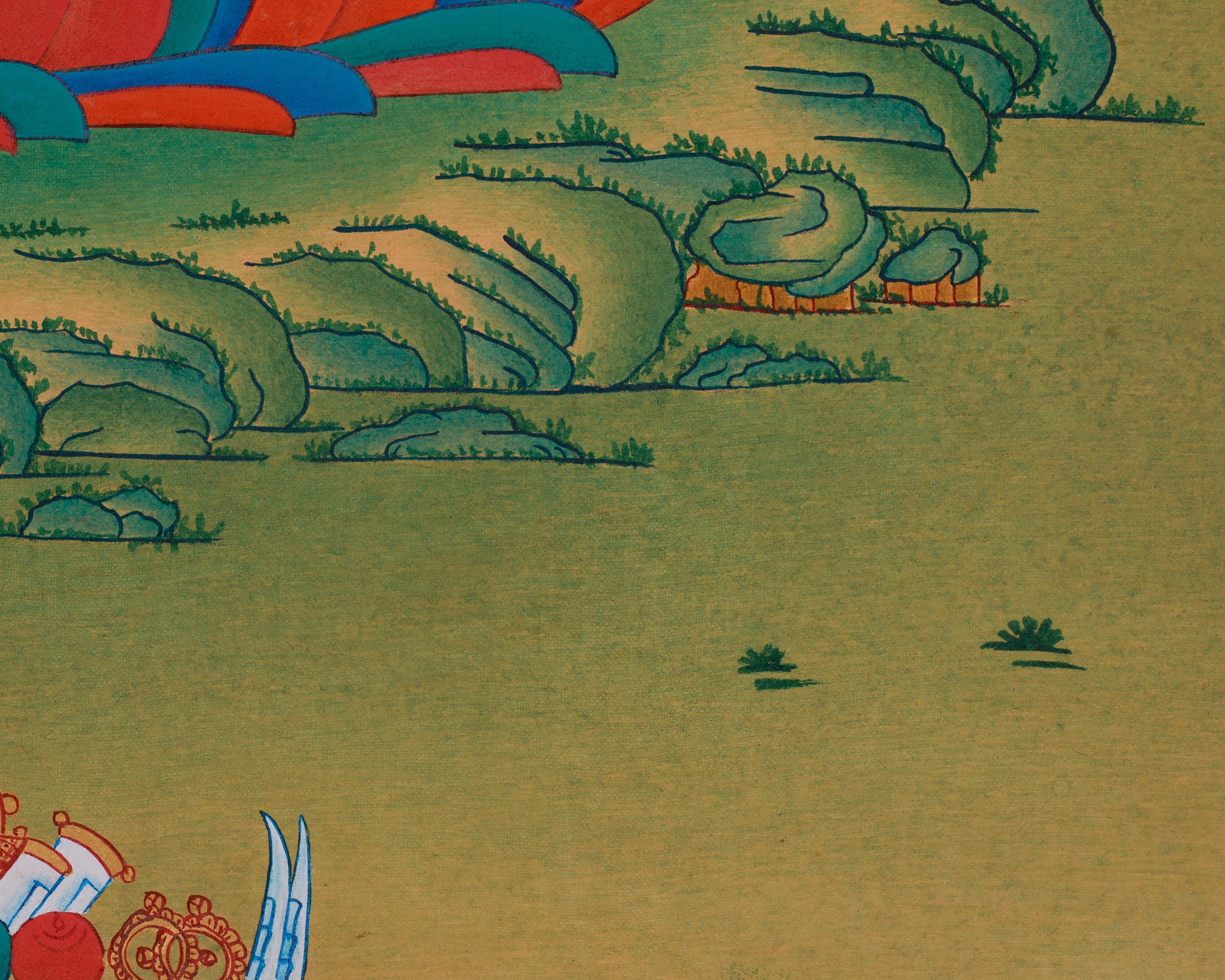 Bhaisajyaguru Tibetan Thangka | Medicine Buddha Art | Healing Deity