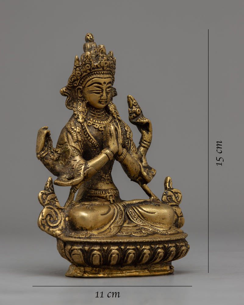 Chenresig Brass Statue | Divine Bodhisattva Sculpture for Spiritual Harmon