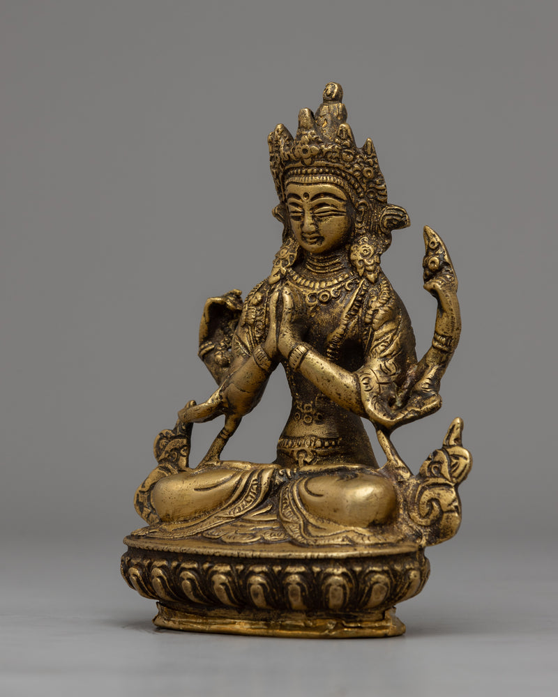 Chenresig Brass Statue | Divine Bodhisattva Sculpture for Spiritual Harmon