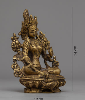 Sitting Green Tara Statue | Symbolic Decor for Meditation & Reflection