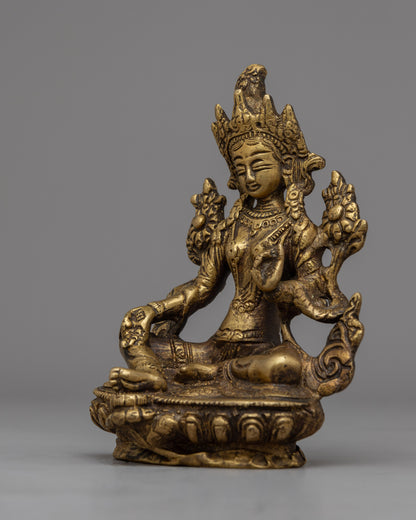 Sitting Green Tara Statue | Symbolic Decor for Meditation & Reflection