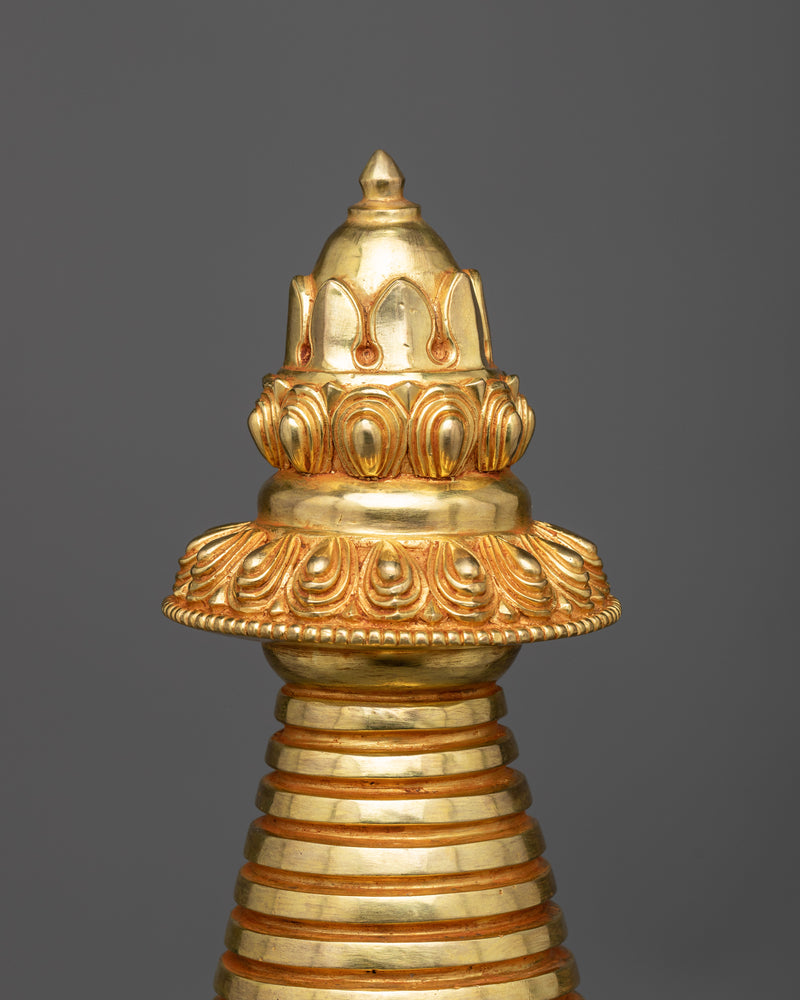 Golden Stupa Statue | Luxurious Spiritual Decor Piece