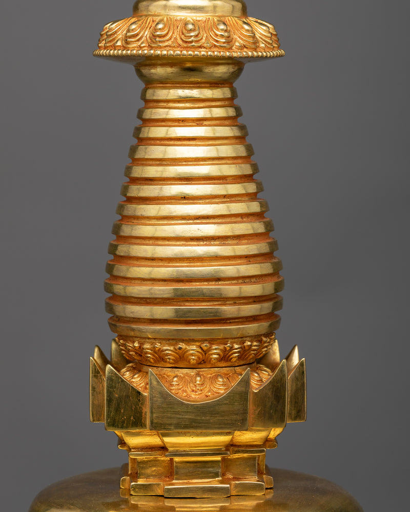 Golden Stupa Statue | Luxurious Spiritual Decor Piece