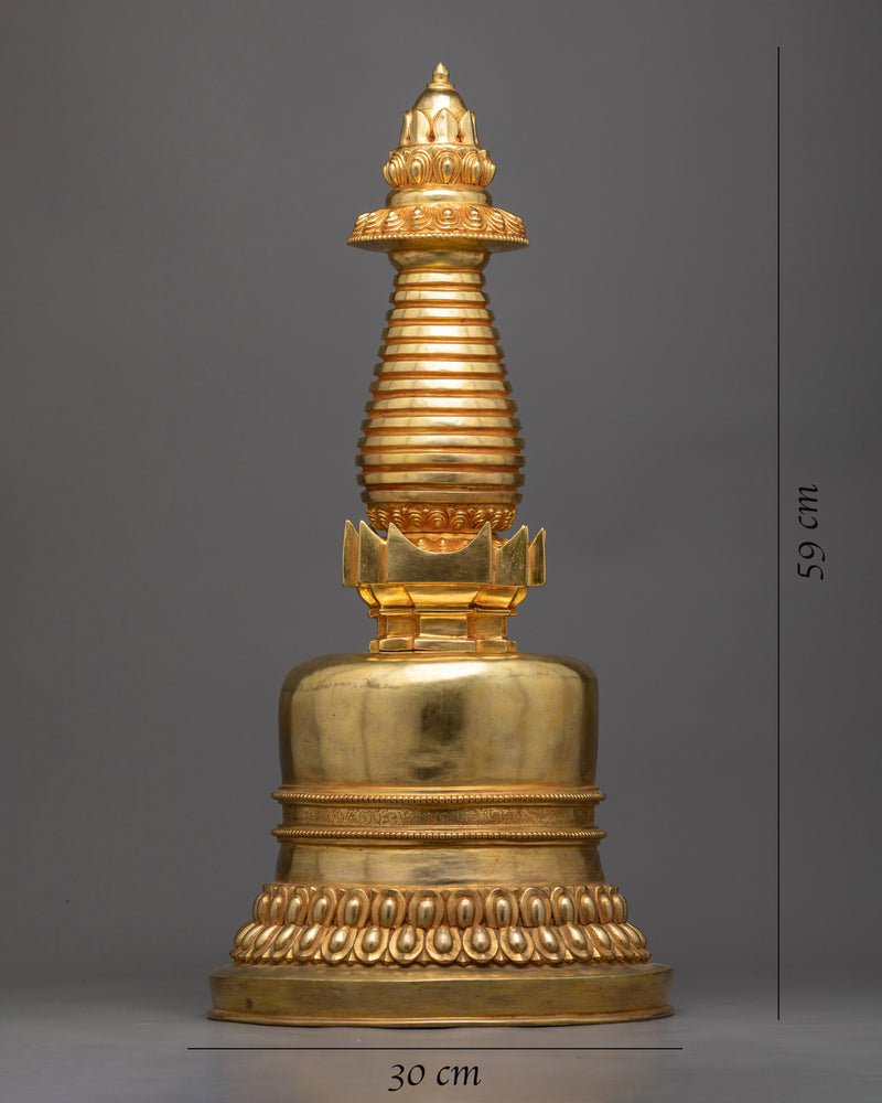 Golden Stupa Statue | Luxurious Spiritual Decor Piece