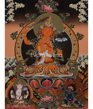 Manjushri Flanked With Chengrezig and Vajrapani