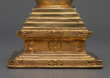 Traditional Stupa Statue | Artisan Crafted Symbol of Buddhist Wisdom