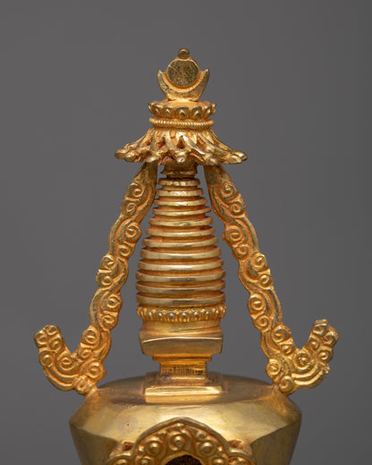 Handcrafted Buddhist Tibetan Stupa | Spiritual Enlightenment Symbol