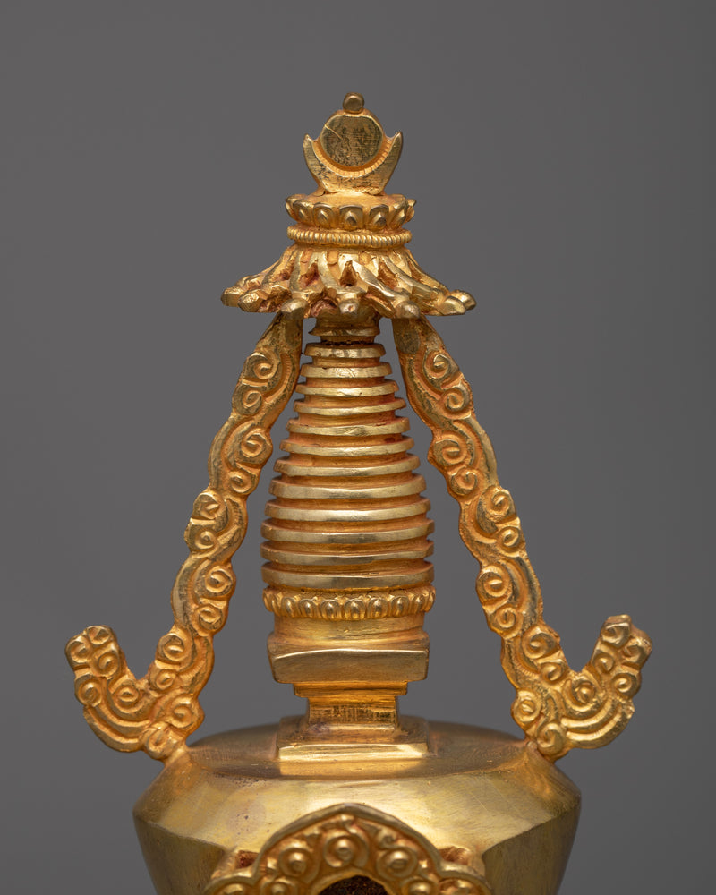 Handcrafted Buddhist Tibetan Stupa | Spiritual Enlightenment Symbol