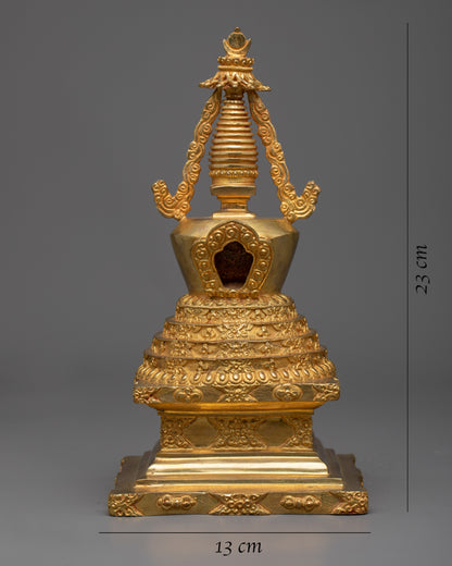 Handcrafted Buddhist Tibetan Stupa | Spiritual Enlightenment Symbol