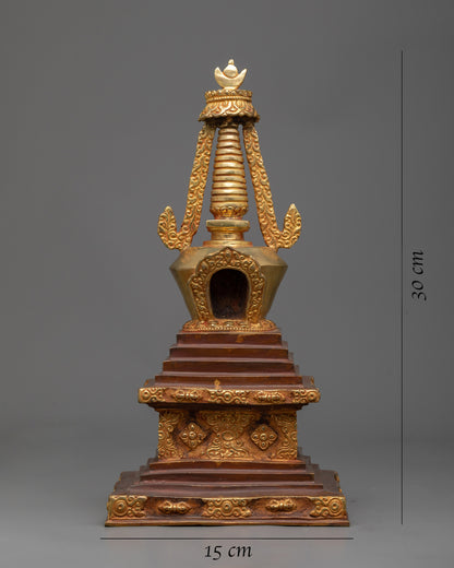 Copper Stupa Statue | Traditional Handcrafted Spiritual Decor