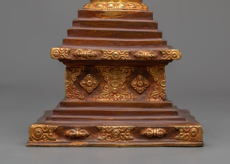 Copper Stupa Statue | Traditional Handcrafted Spiritual Decor