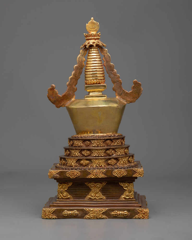 Gold Gilded Stupa | Detailed Handmade Spiritual Symbol