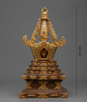 Gold Gilded Stupa | Detailed Handmade Spiritual Symbol