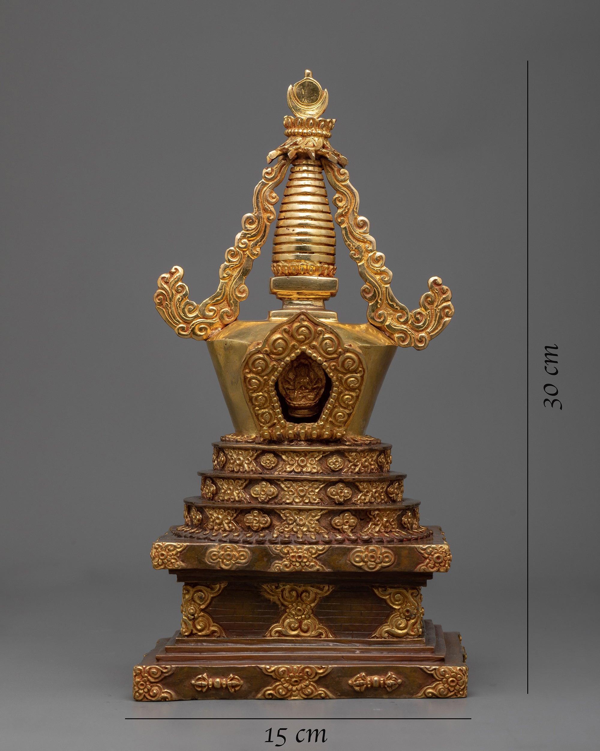 Gold Gilded Stupa | Detailed Handmade Spiritual Symbol